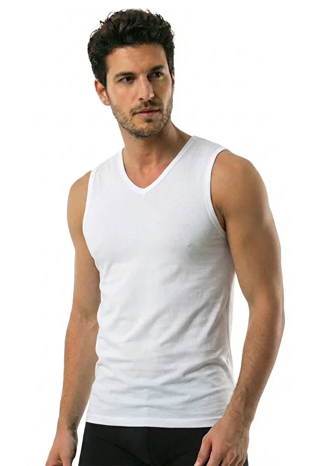 Men's Cotton Tank Top V-Neck Sleeveless Stretchy and Comfortable (1455)