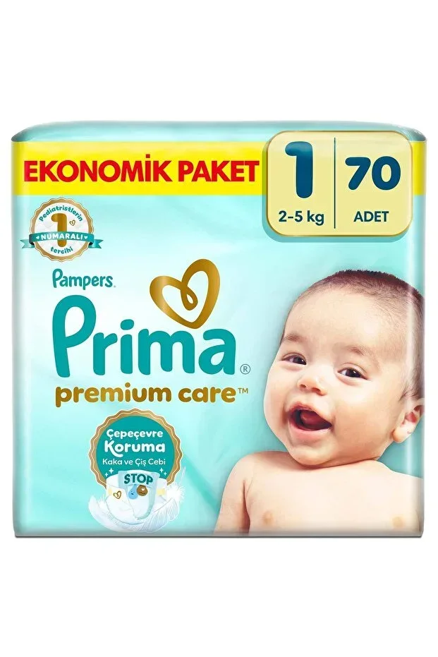 Prima Baby Diapers Premium Care Size 1, 70 Diapers, Economy Pack