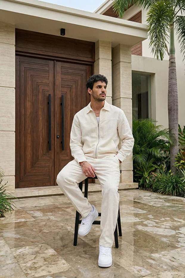 Artigas Premium Zippered Plain Basic Jacket Trousers Men's Set Relax Fit