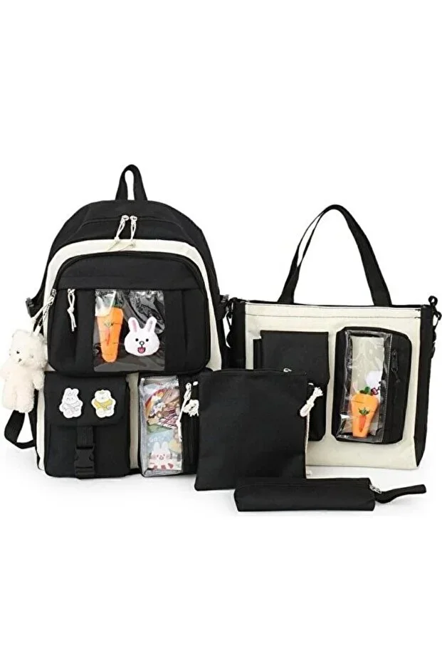 Korean Style School Backpack Set with Accessories srtçntst
