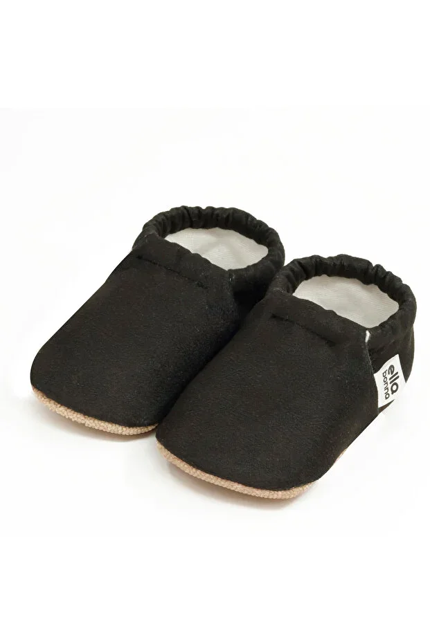 Non-Slip Sole Black Baby Booties, House Slipper Nursery Shoes