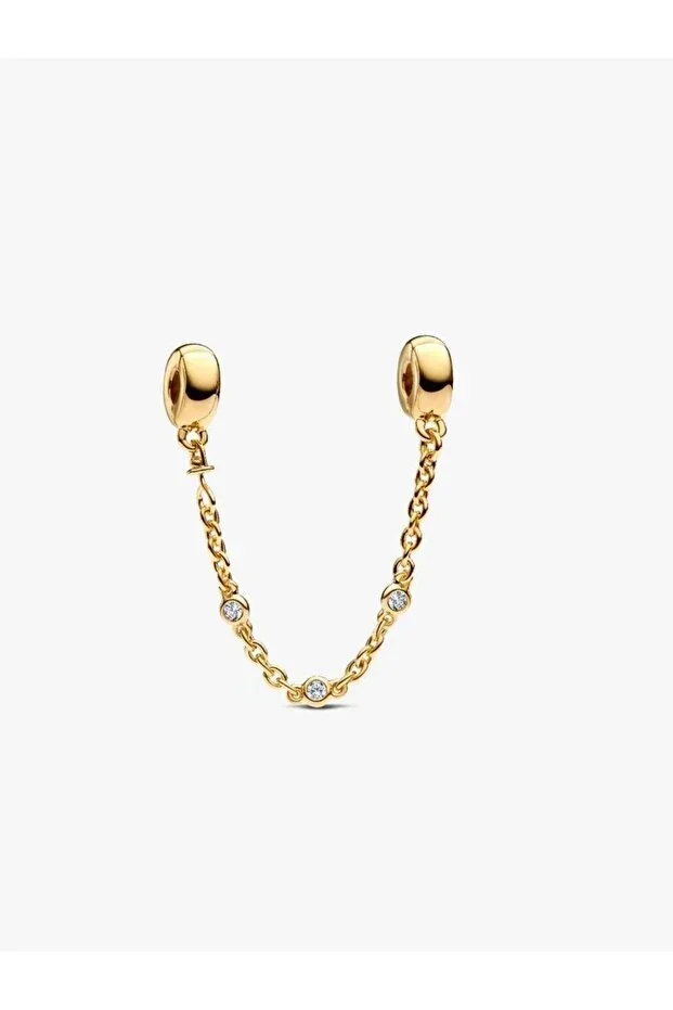 Transparent Three Stone Gold Color Safety Chain