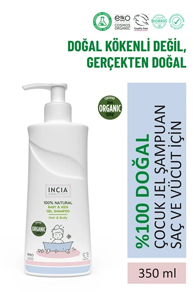 %100 Natural Organic Certified Baby and Child Gel Shampoo Hair Body Lavender Cradle Cap Preventer 350 ml