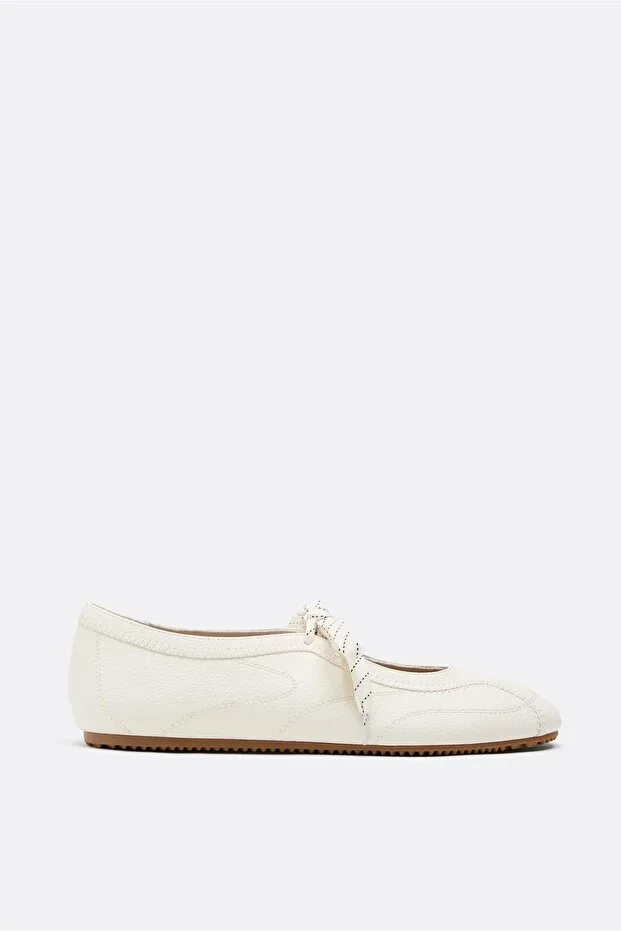 Faux leather sports ballerinas