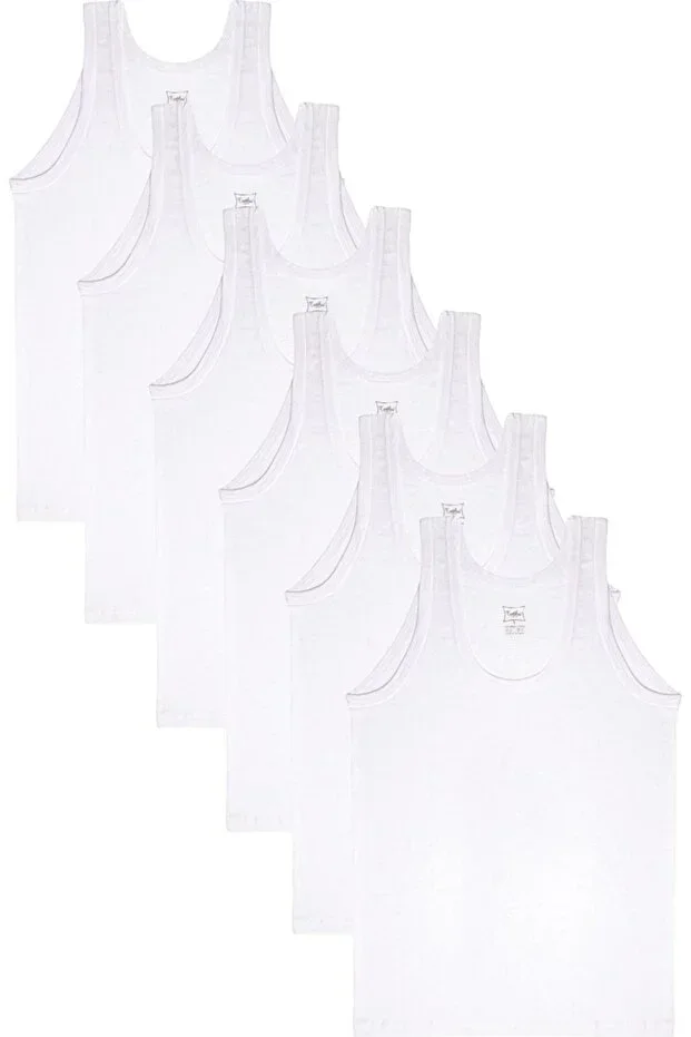 Men's White 6-Pack Cotton Combed Undershirt