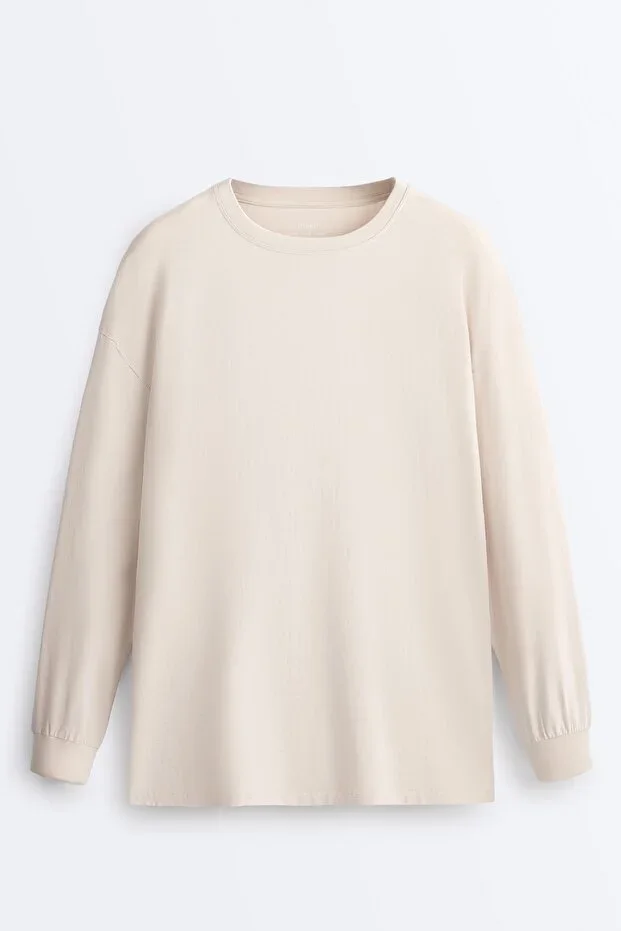 Oysho Oversize Cotton Blend Long Sleeve T-Shirt