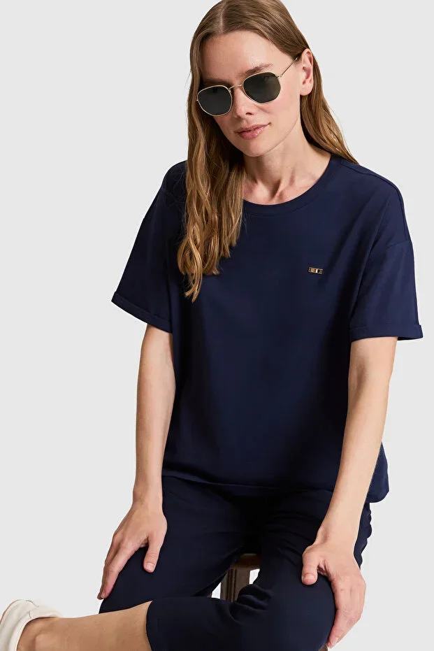 U.S. Polo Assn. Women Navy Blue Crew Neck Basic T-shirt 50323545-VR033