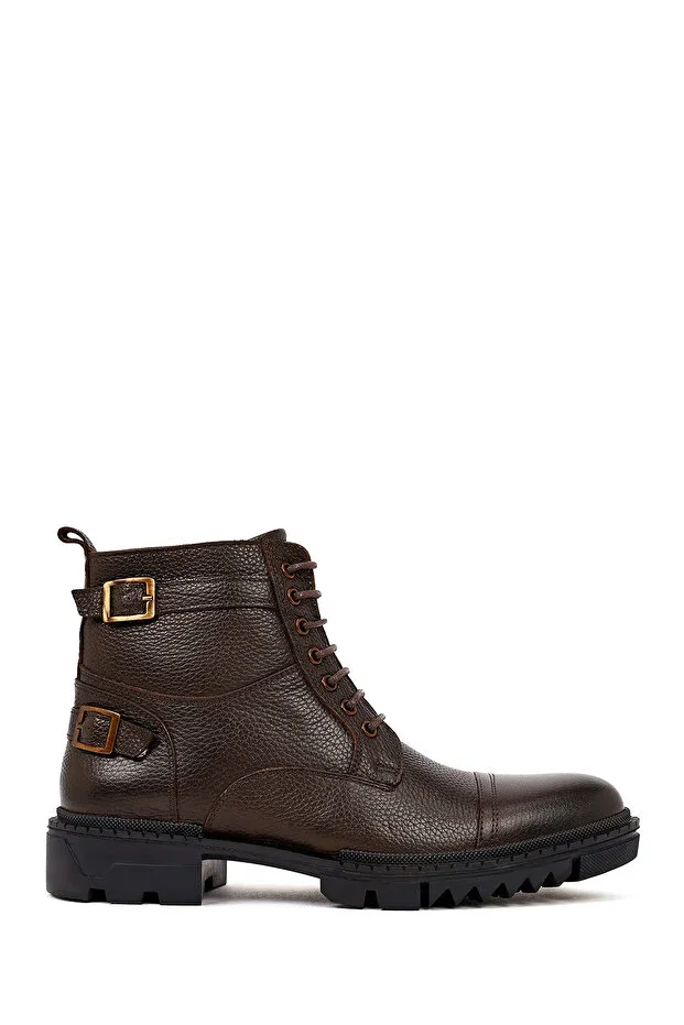 Men's Brown Lace-Up Leather Casual Boot 25WFD6201FT