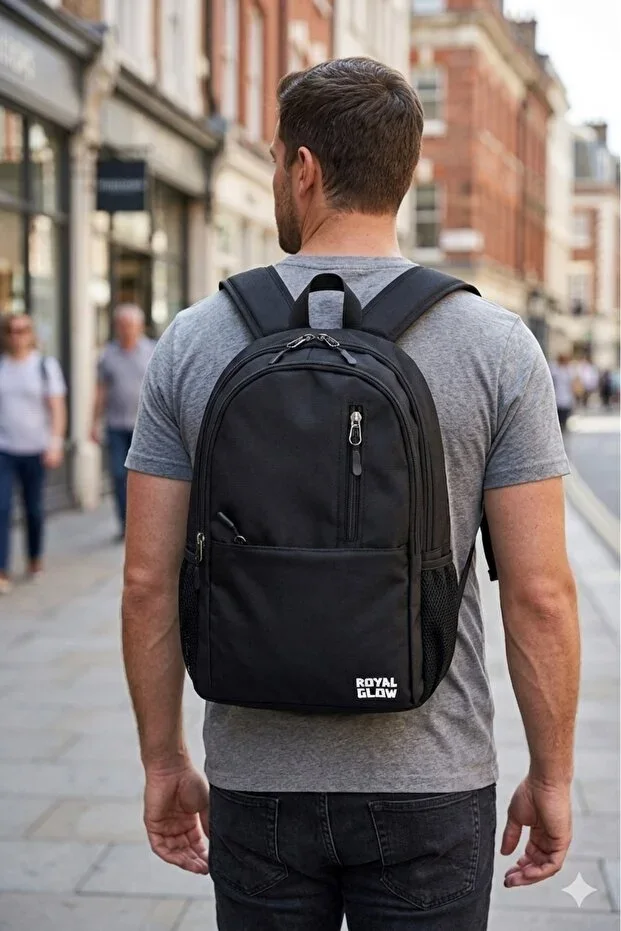 Unisex Waterproof Black Daily Travel and School Bag.