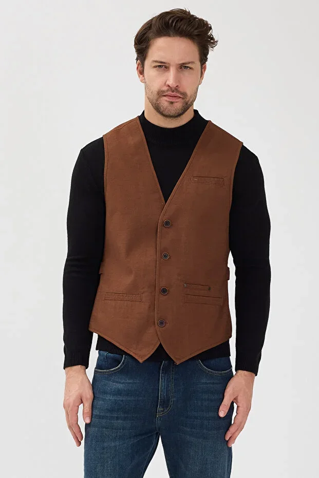 V-NECK MODERN FIT BUTTONED VEST #YL4470