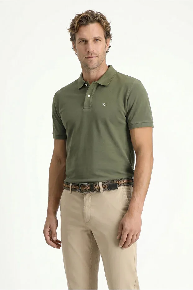Polo Neck Slim Fit Embroidered 100% Cotton T-shirt