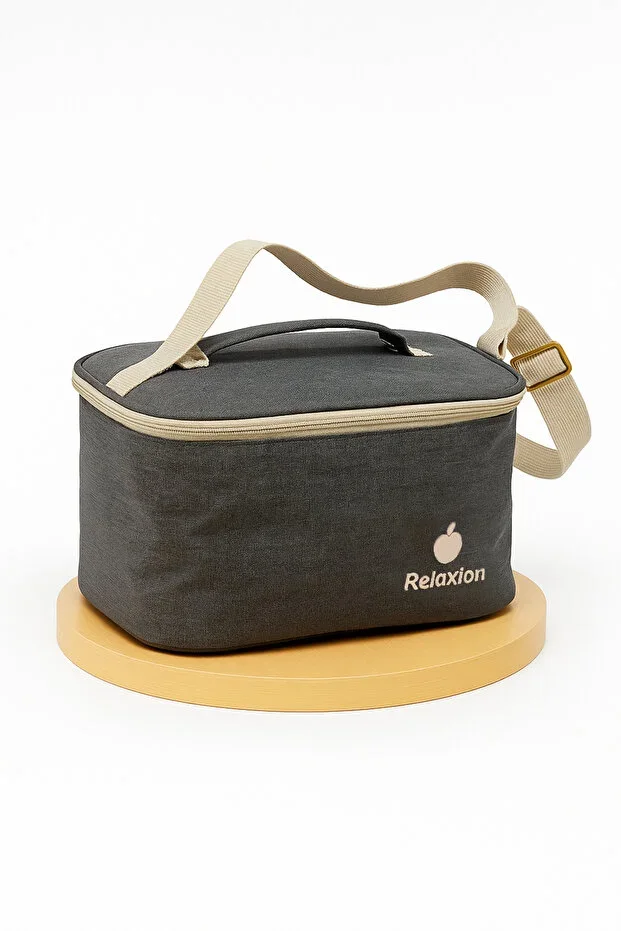Children's 3324 Plain Black Thermal Lunch Bag Suitable for School and Daily Use Insulated