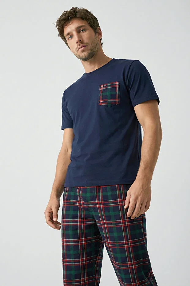 Gentleman Touch 100% Cotton Men's Short Sleeve Plaid Pajama Set