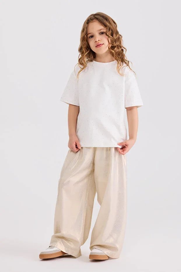 Girls' Stone Print Ecru T-Shirt