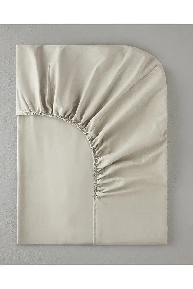 Novella Premium Cotton Textured Double Bed Fitted Sheet 160x200 cm Cream