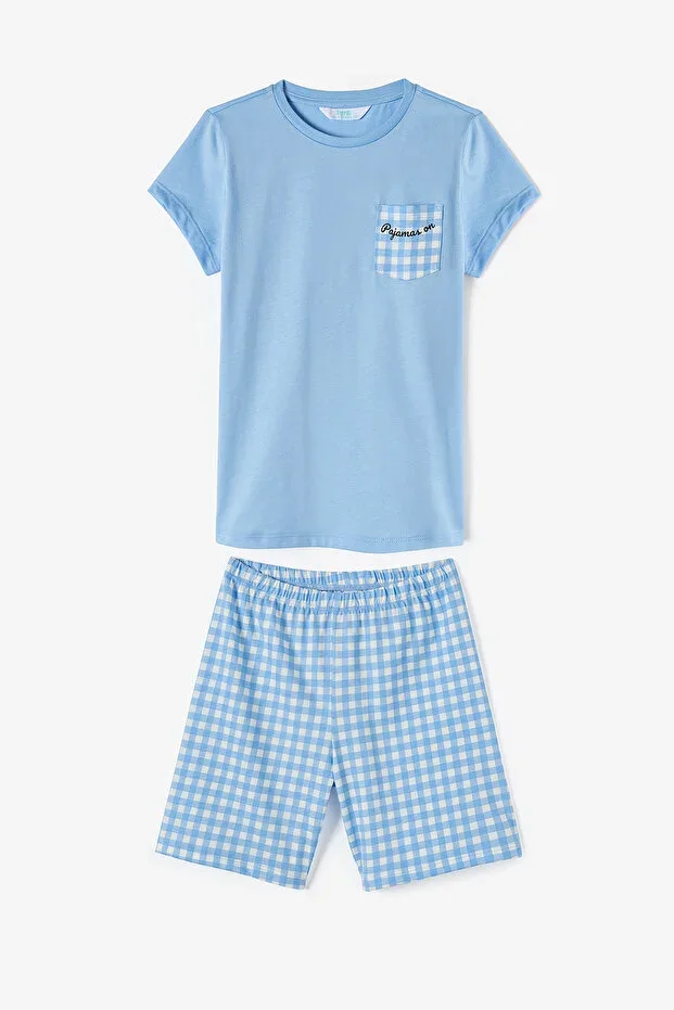 Gokyüzü Mavisi Boys Pajamas On Cotton Pajama Set