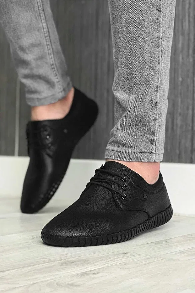 Men's Black Summer Full Orthopedic New Season Black Çarık Shoes