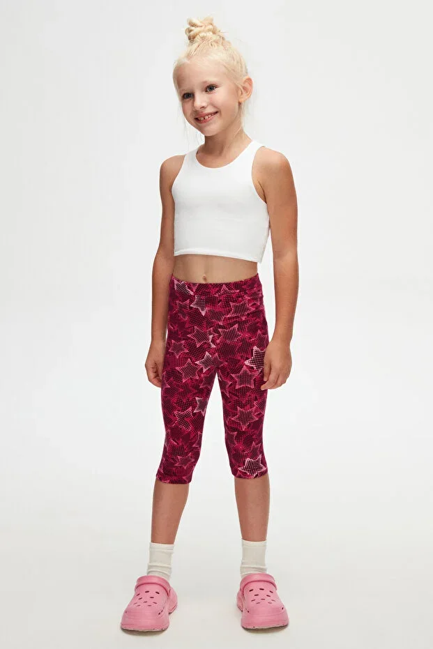 LOVETTI Pointing Stars Girls' Printed Knee-Length Tights Capris
