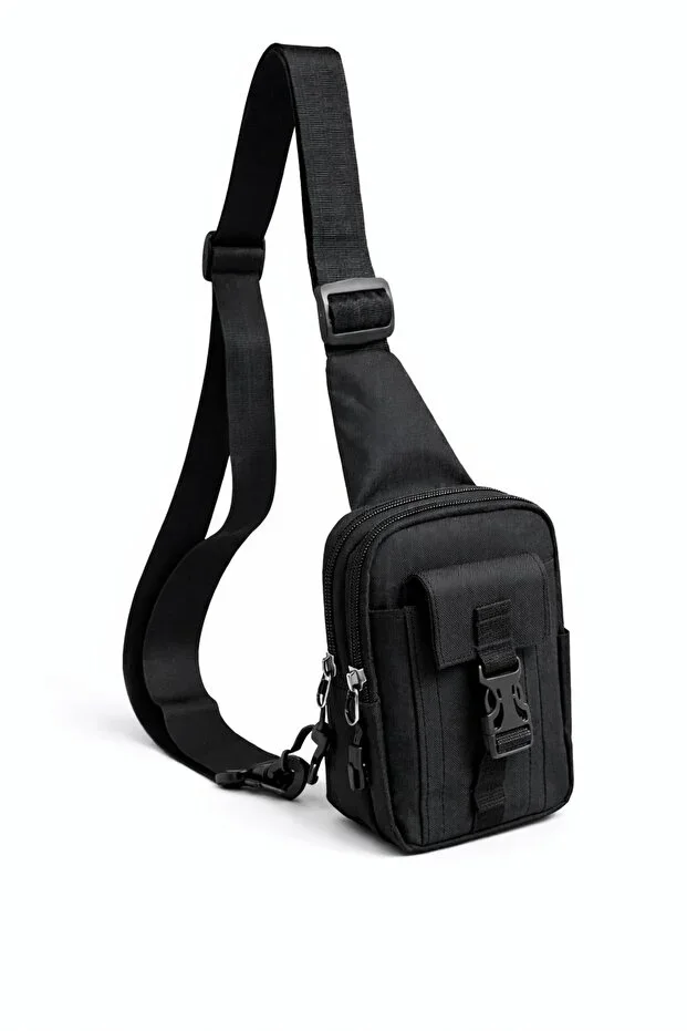 Black Unisex Phone Compartment Tactical Cross Waist Bag Chest Travel Daily Bodybag Freebag Slingbag