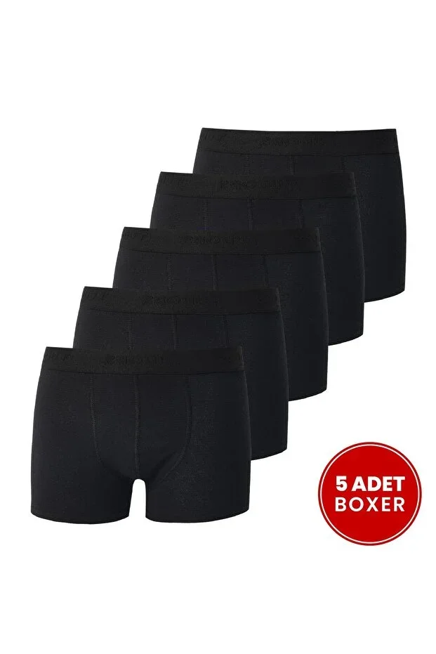 Men's 5-Pack Cotton Lycra Flexible Fabric Black Boxer