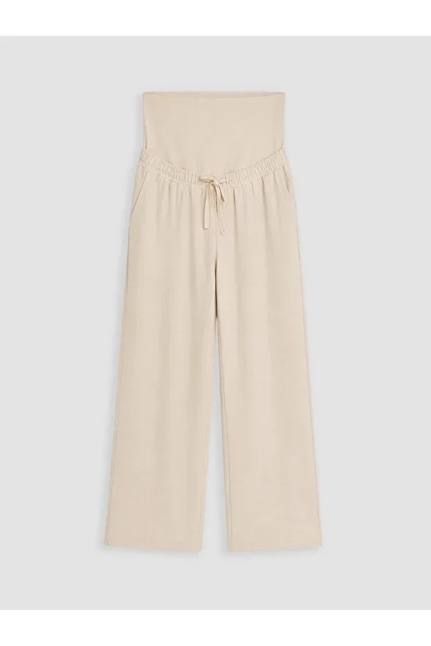 Beige Belly Panel Women's Maternity Pants