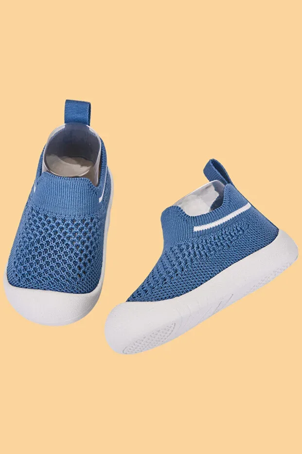 Laaleys Navy Blue Orthopedic Flexible Sole Children Baby First Step Sports Shoe and Sneaker
