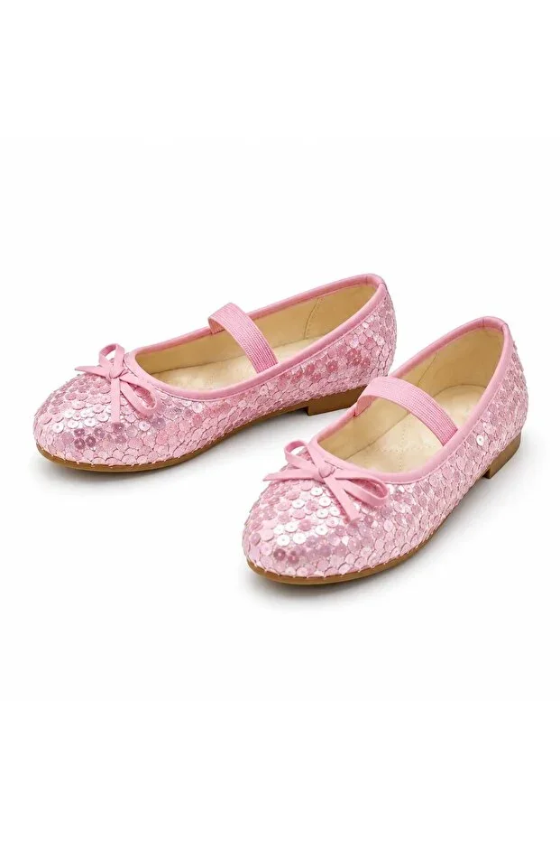 Girls' Sequin Elastic Ballet Flats