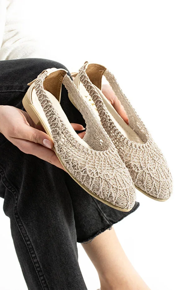 Beige Open Side Braided Sandals