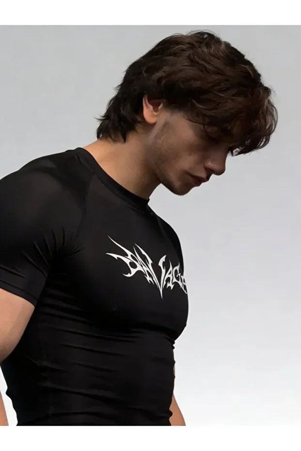 Savage Compression Narrow / Slim Round Neck T-Shirt black Unisex Youth