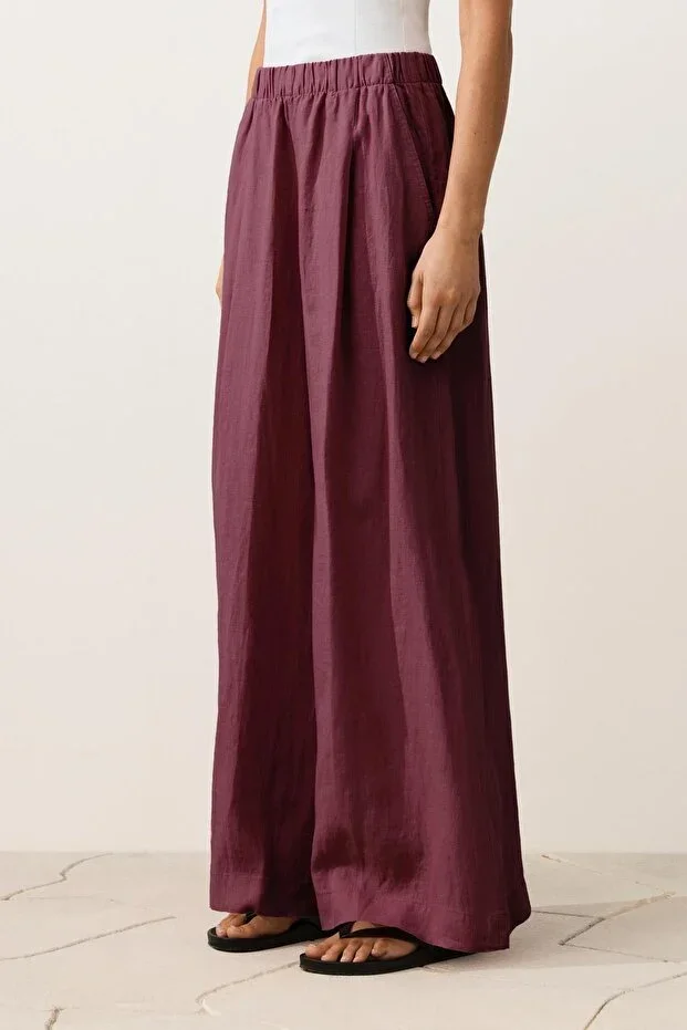 Oysho 100% Linen Wide Leg Trousers