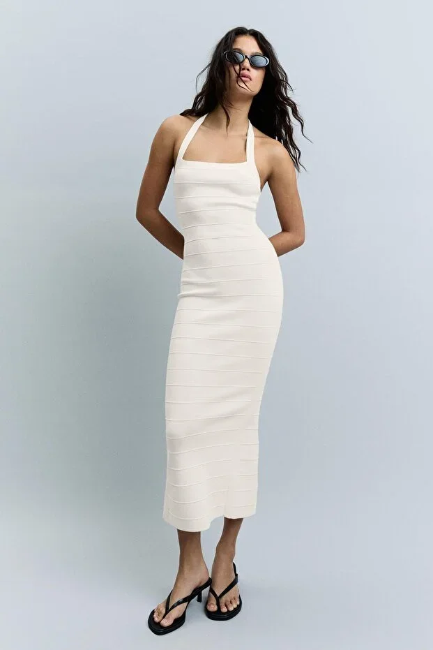 Bershka Halter neck midi dress