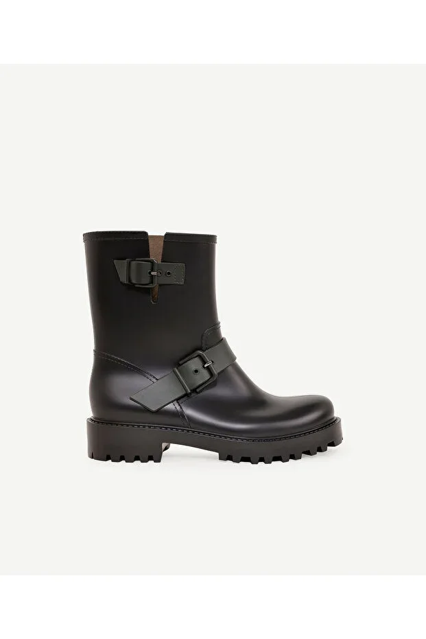 Short Rain Boot with Buckle Detail