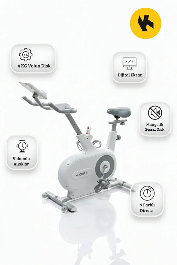 Magnetic Exercise Bike – 4 Kg Flywheel, 120 Kg Capacity, App Controlled, 9 Resistance Levels, Heart Rate Monitor