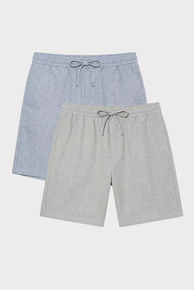 Men's Navy-Black 2-Pack Cotton Drawstring Waist Side Pocket Standard Fit Knit Shorts