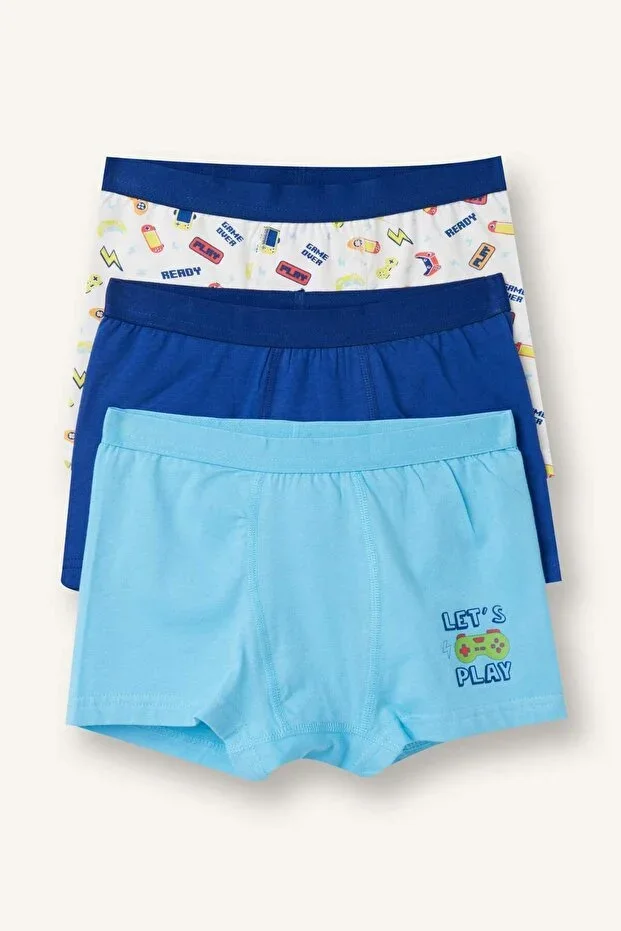 Skateboard Print Combed Cotton 3-Pack Boxer Boys H1661A826SM