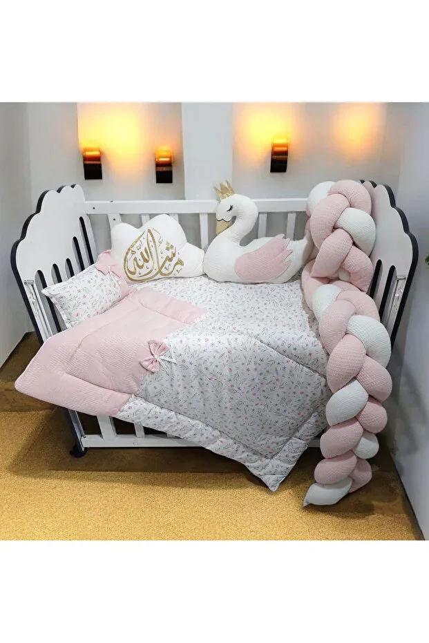 Embroidered Cloudy Duck Pillow 3-Piece Braided Park Crib Sleep Set 60*120 cm 6 Pieces
