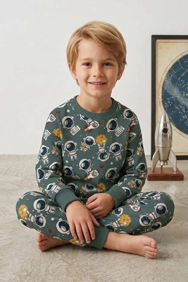 Boys 100% Cotton Space Pattern Pajama Set