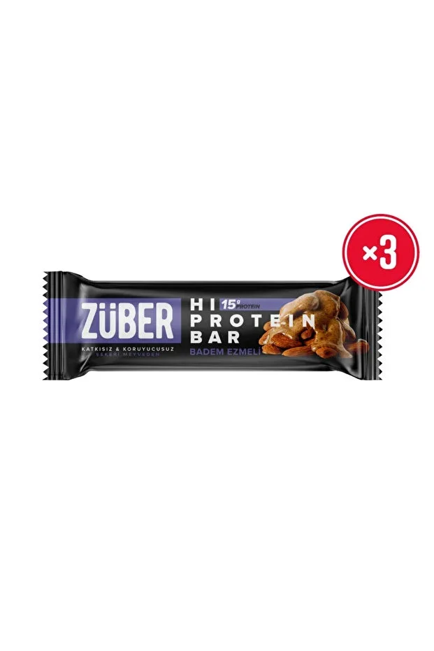 Züber Hi Protein Almond Paste High Protein Bar 45g x 3 Pieces (15g Protein)
