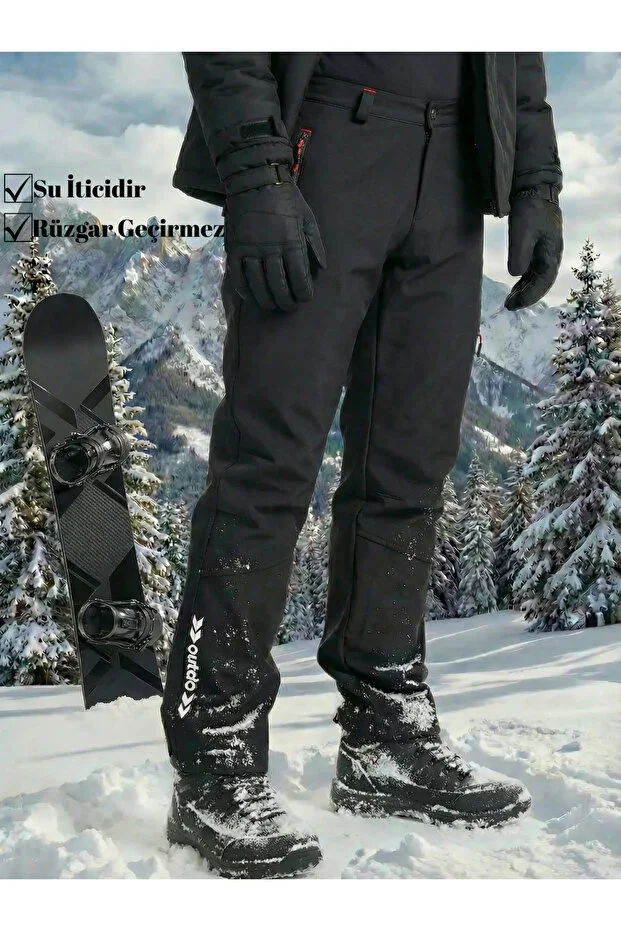 Winter Polarized Imported Softshell Windproof Water Repellent Reflective Men's Pants Black