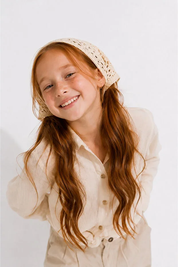 Girls' Mesh Knit Bandana Perforated Knit Hair Bandana Summer Cotton Beach Compatible