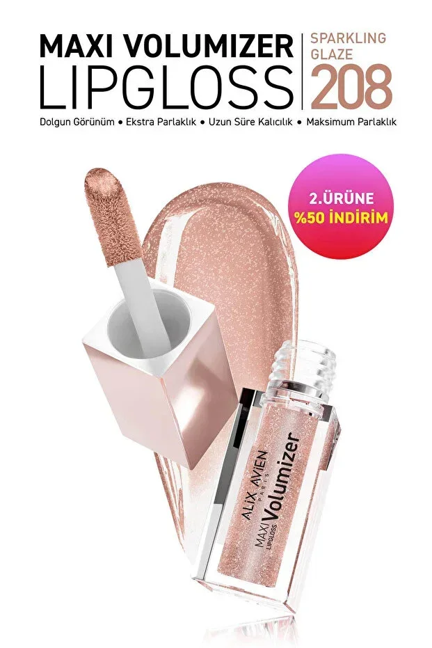 Maxivolumizer Lipgloss 208 - Sparkling Glaze - Long-lasting and Moisturizing Lipstick - Volumizing Effect