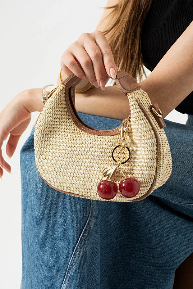 Miela Model Straw Salmon Charm Gift Women's Handbag and Shoulder Bag