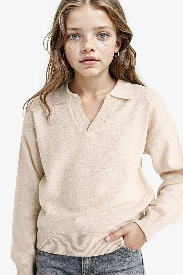 Standard Fit Polo Neck Tricot Sweater Girl Child E7738A825AU