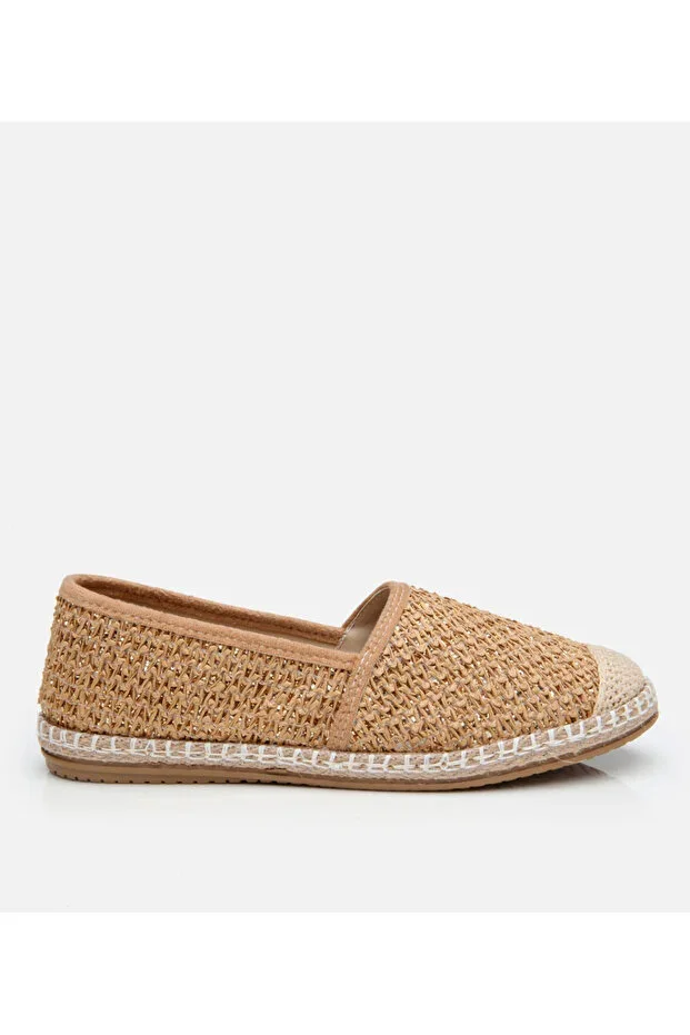 Women's Suede Mink Straw Detailed Espadrille