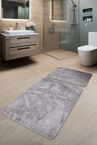 2-Piece Plush Bath Mat Set 60x100 + 50x60 cm – Non-Slip Latex Base, Soft Surface, Washable