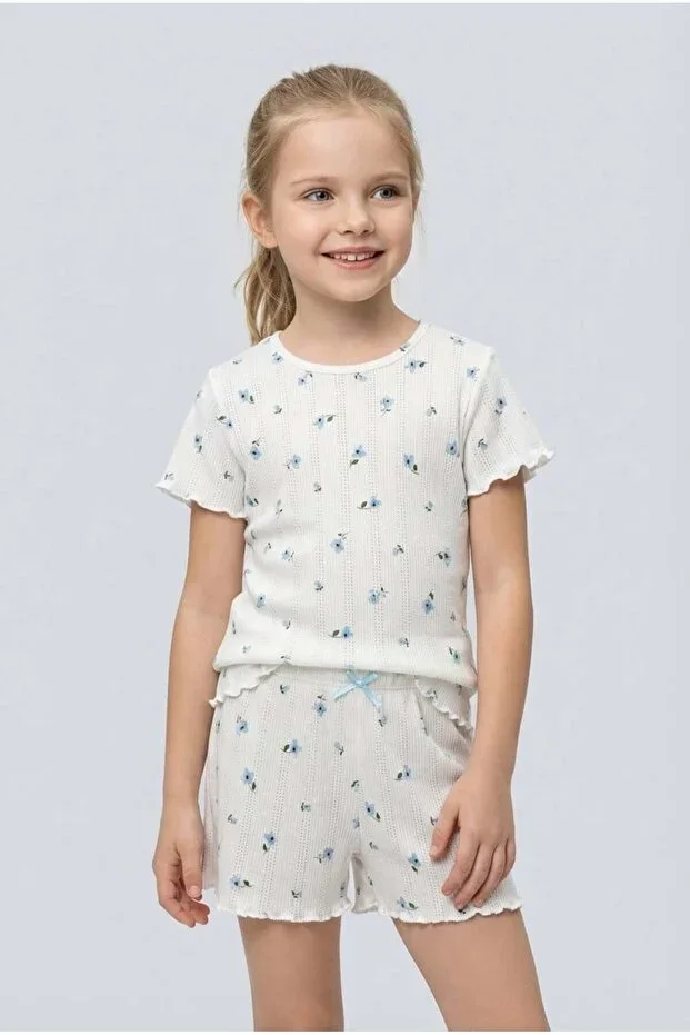 Brix Girls Transfer Ribana Pajama Set 7820 Blue