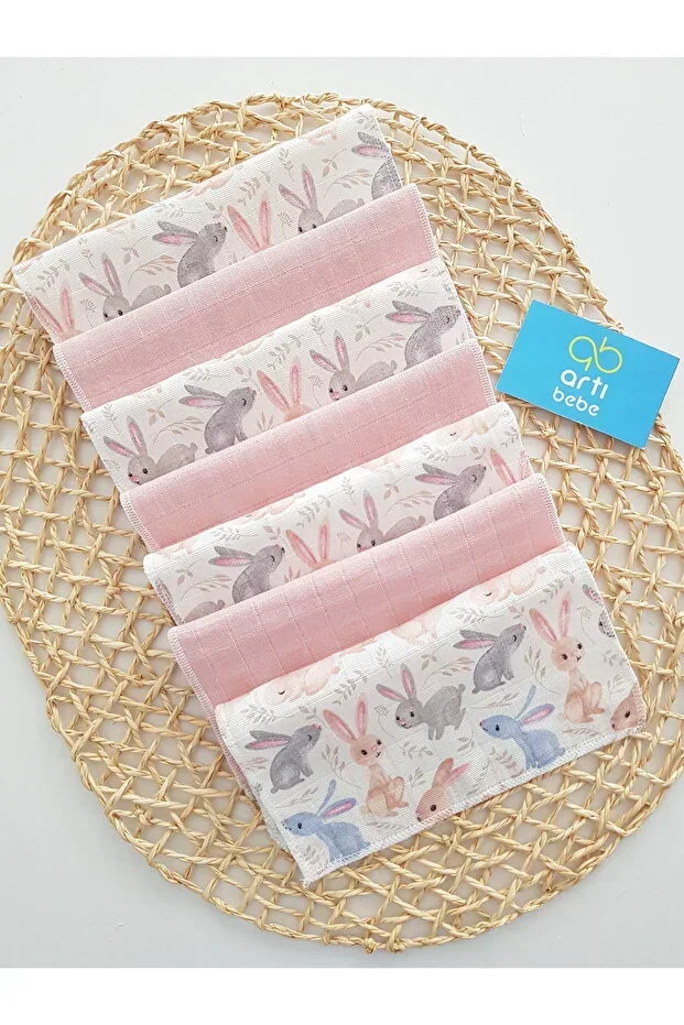 Colored Rabbit 7's Muslin Burp Cloth %100 Cotton Soft Absorbent | Newborn Burp Wipe