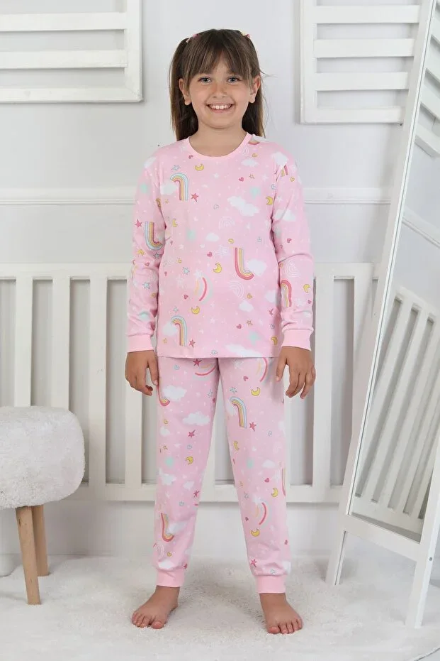 Cute Dreams Pattern Long Sleeve Girl Child Pajama Set