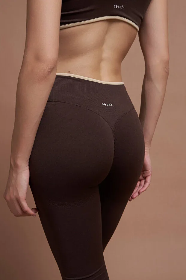 Sierra Brown Double Color Seamless Scrunch Butt Lifting Sport Leggings