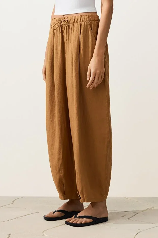 Oysho 100% Linen Balloon Trousers